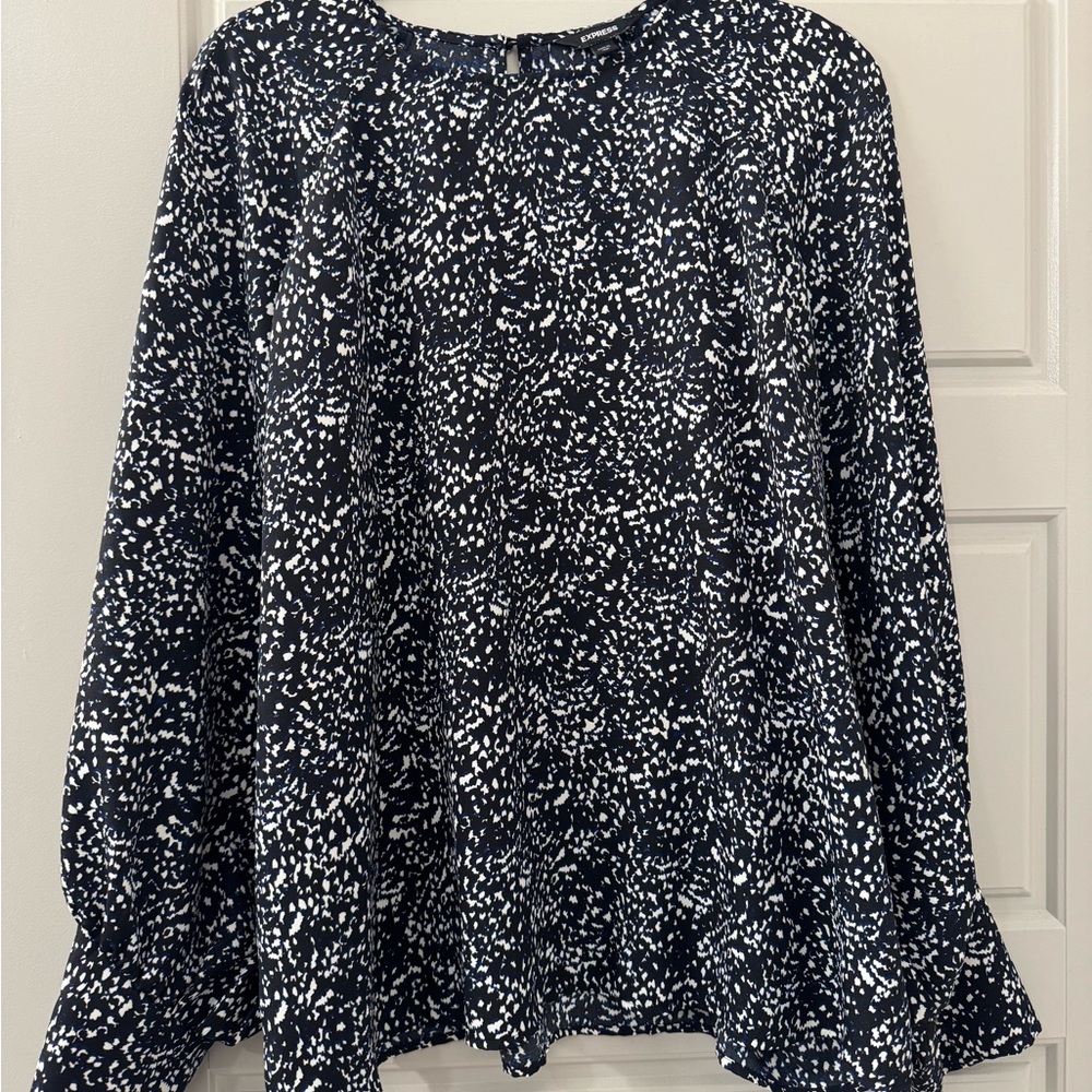 Express Black and White Patterned Blouse